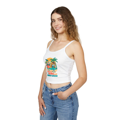 Women's Spaghetti Strap Tank Top - Cheers to Bikinis and Caribbean Sunshine