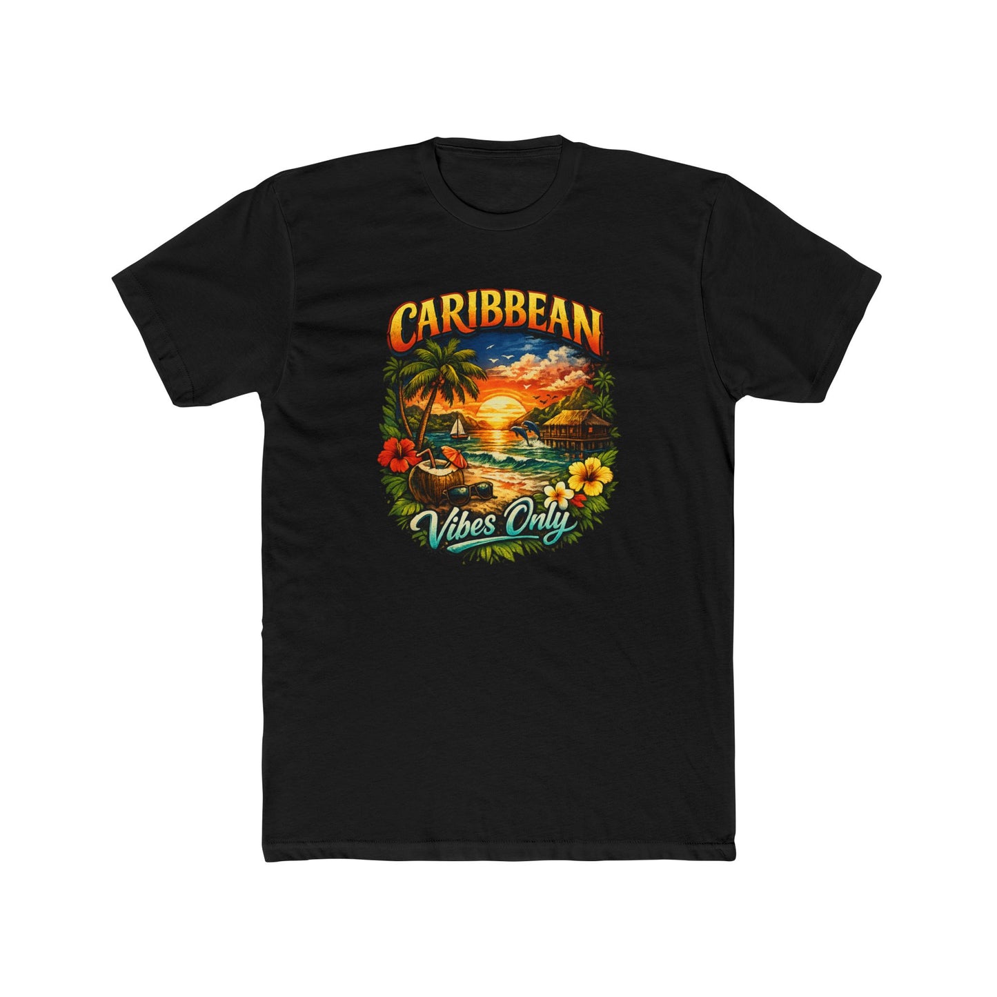 Unisex Cotton Crew Tee - Caribbean Sunshine Vibes Only T-Shirt