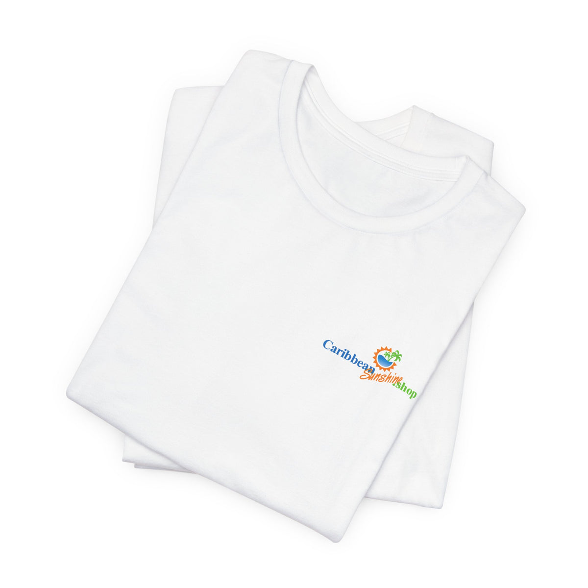 Graphic on Back of the Tropical Vacation Graphic T-Shirt - Cheers to Bikinis and Caribbean Sunshine - Bella + Canvas 3001
