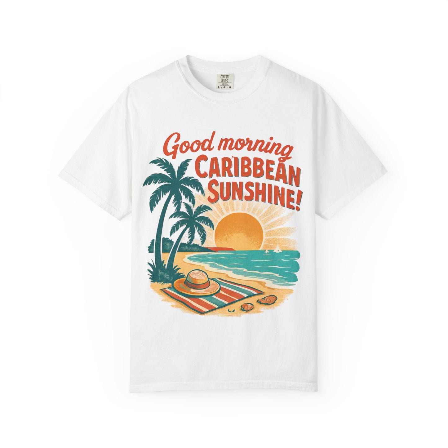 Caribbean Sunshine Beach T-Shirt — "Good Morning Caribbean Sunshine" Retro Tee