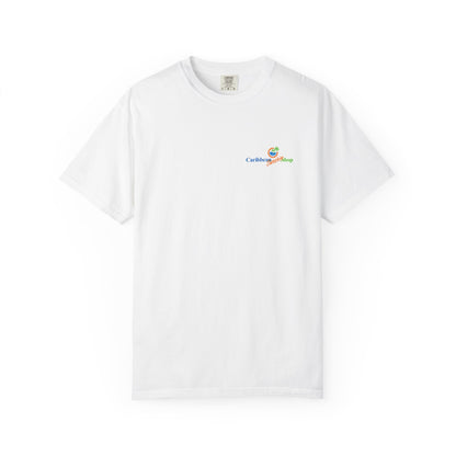 Graphic on Back of the Caribbean Sunshine Unisex T-Shirt — "Love That Caribbean Sunshine" Beach Tee - Comfort Colors 1717