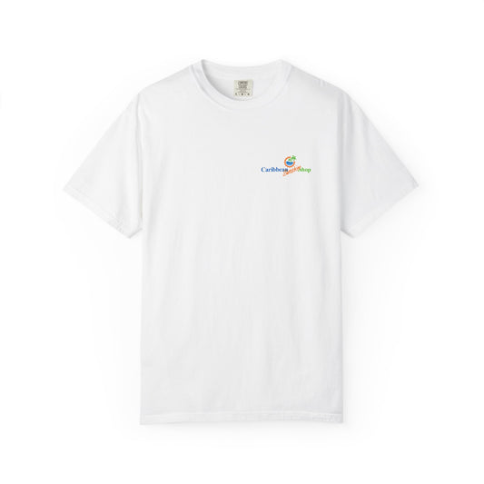 Graphic on Back of the Caribbean Sunshine Unisex T-Shirt — "Love That Caribbean Sunshine" Beach Tee - Comfort Colors 1717