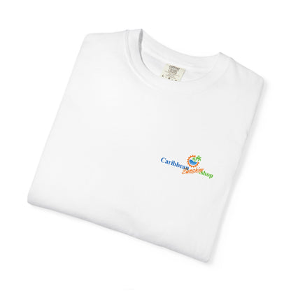 Graphic on Back of the Caribbean Sunshine Unisex T-Shirt — "Love That Caribbean Sunshine" Beach Tee - Comfort Colors 1717