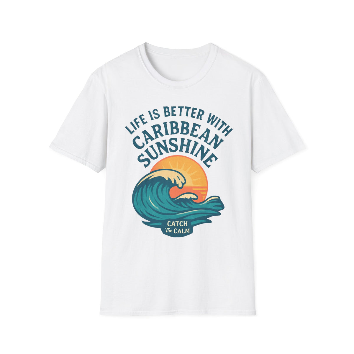 Life Is Better With Caribbean Sunshine Unisex Softstyle T-Shirt  - A Gildan Softstyle 6400 Tee